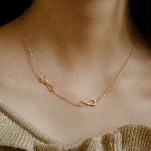 Two ribbon necklace [silver/gold]