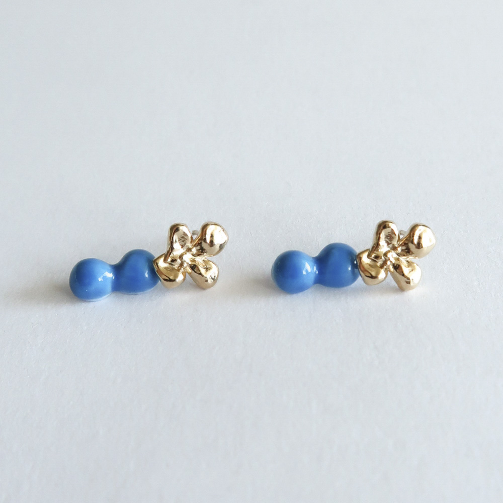 Dry flower drop earring [blue]