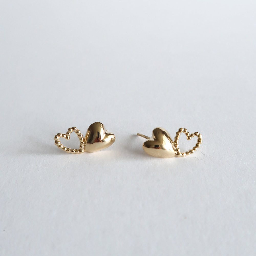 Heart frame earring [silver/gold]