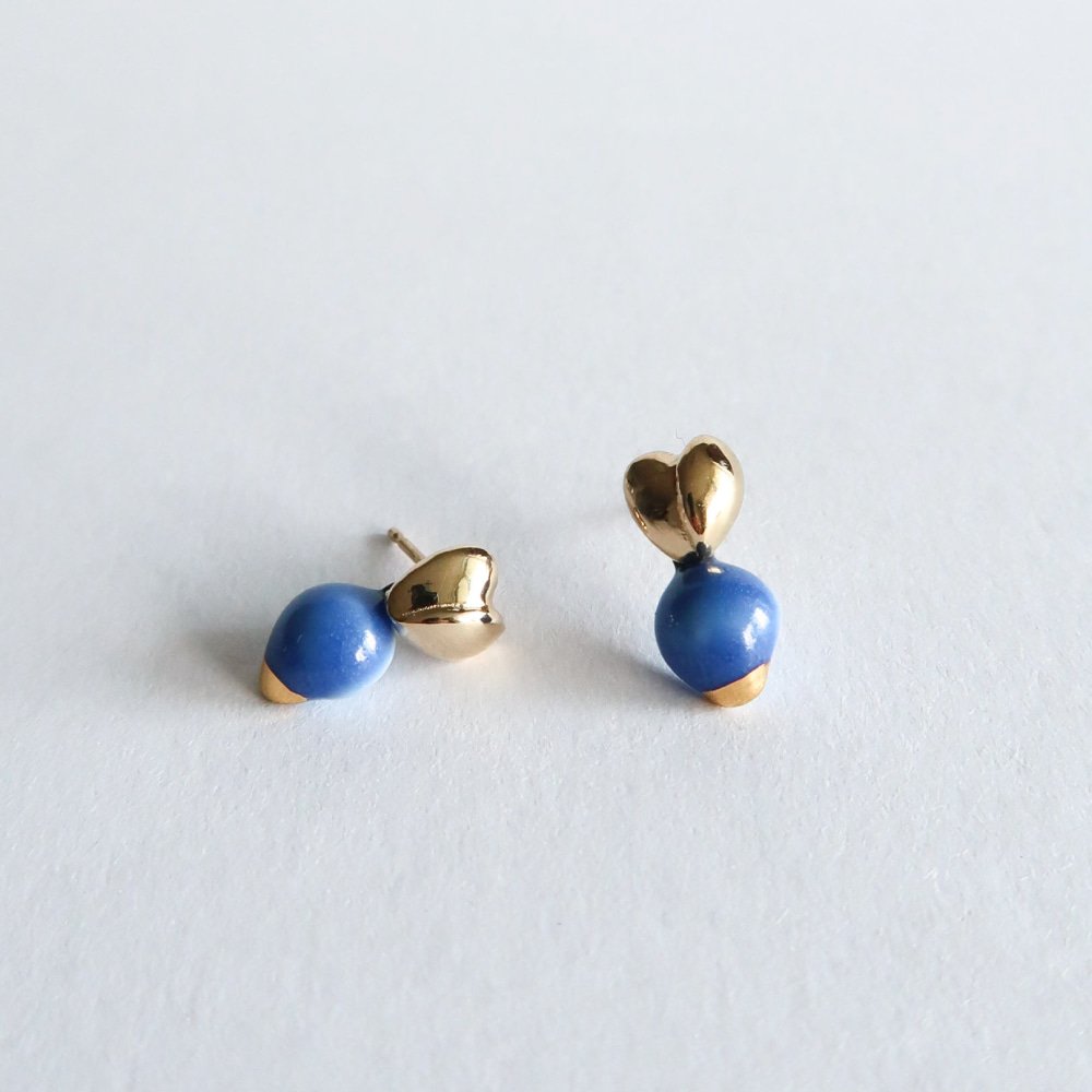 Heart bell earring [DOL blue ornament]